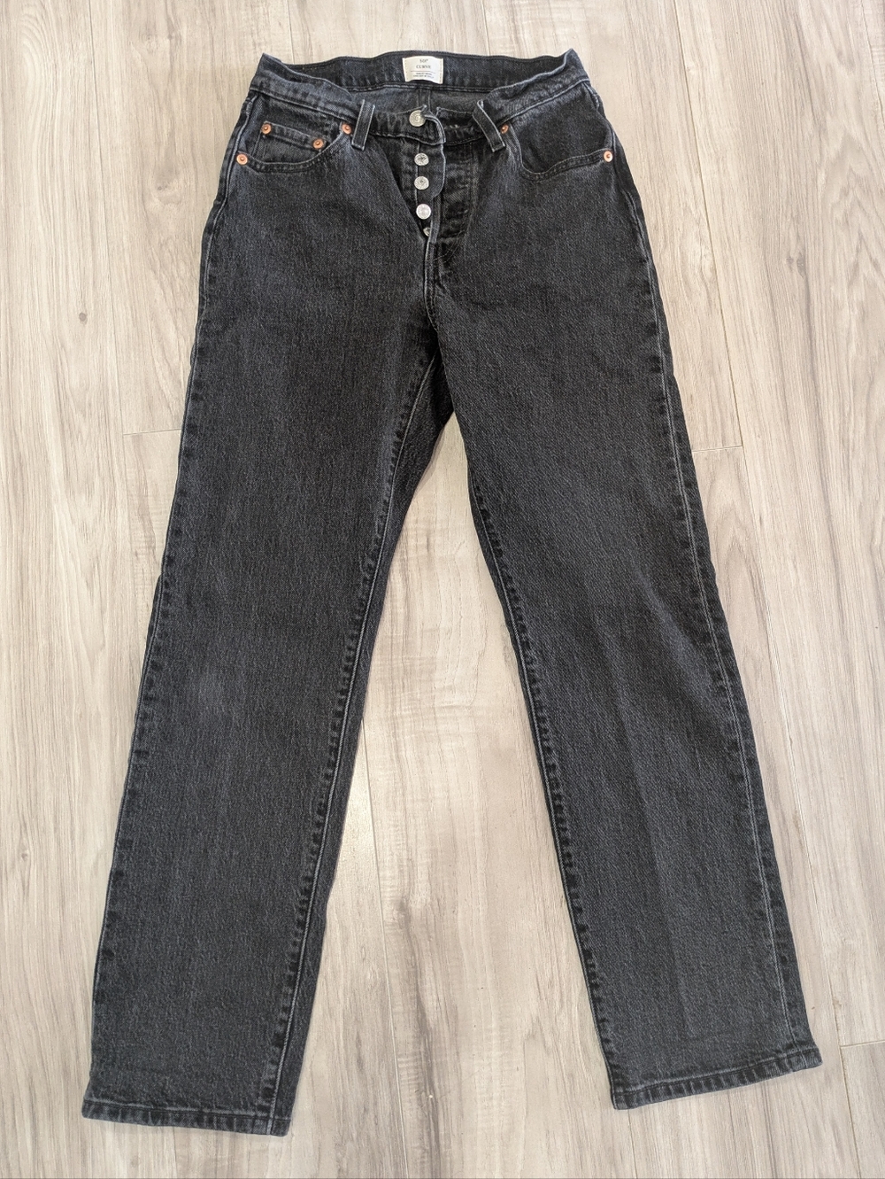 Levis 501 Curve High-Waist Black Button-Fly Women's Jeans